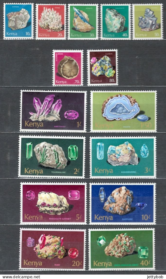 KENYA 1977 Minerals Complete Set Of 15 Values MM - Kenya (1963-...)