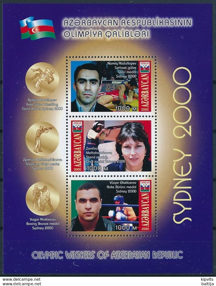 Mi Block 44 MNH ** / Medalists 2000 Summer Olympics Sydney / Wrestling, Sport Shooting, Boxing, Woman - Azerbeidzjan