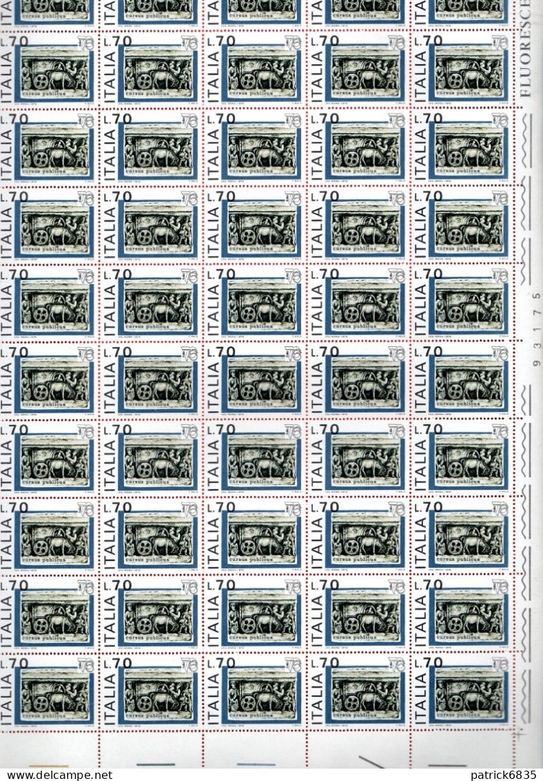 Italia **  Anno 1976 - ESPOSIZIONE MONDIALE DI FILATELIA- LIRE 70, FOGLIO INTEGRO, NON PIEGATO. Unif. 1344.  MNH** - Full Sheets