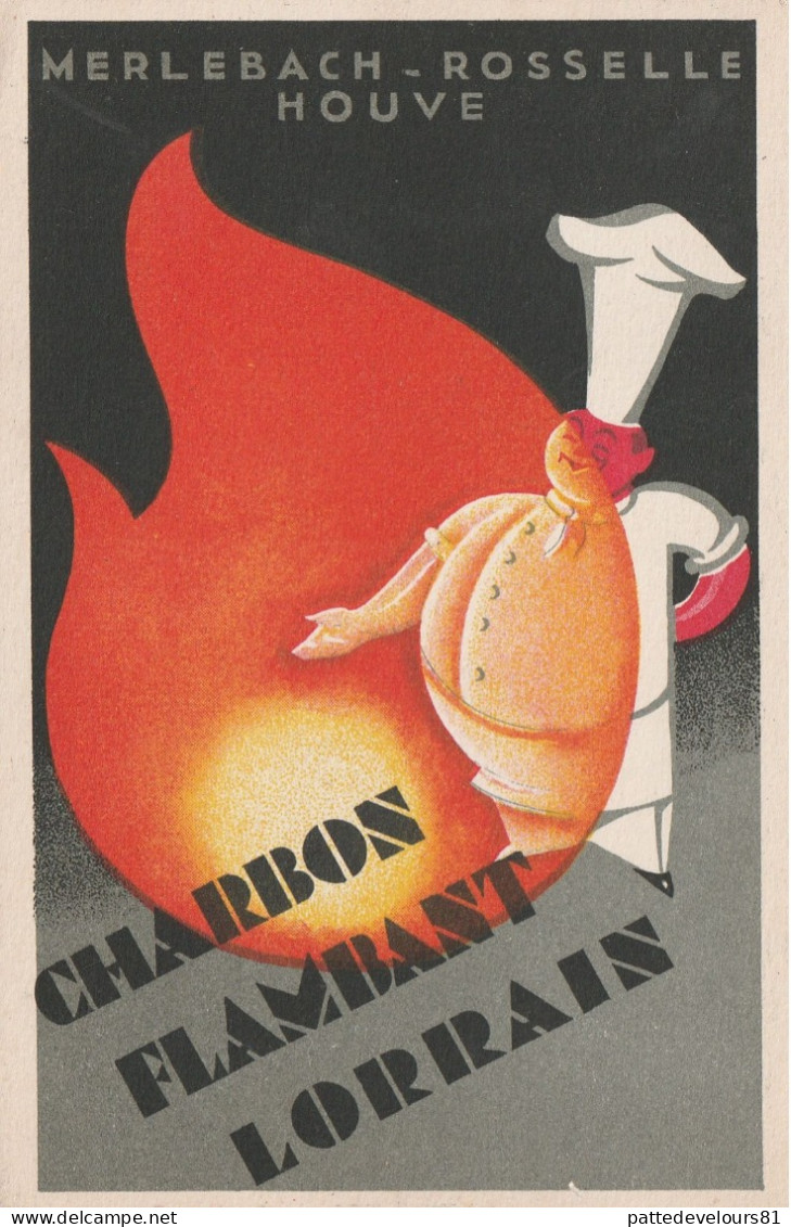 CPA Publicitaire Publicité Réclame (57) MERLEBACH ROSSELLE HOUVE Charbon Flambant Lorrain Illustrateur - Advertising