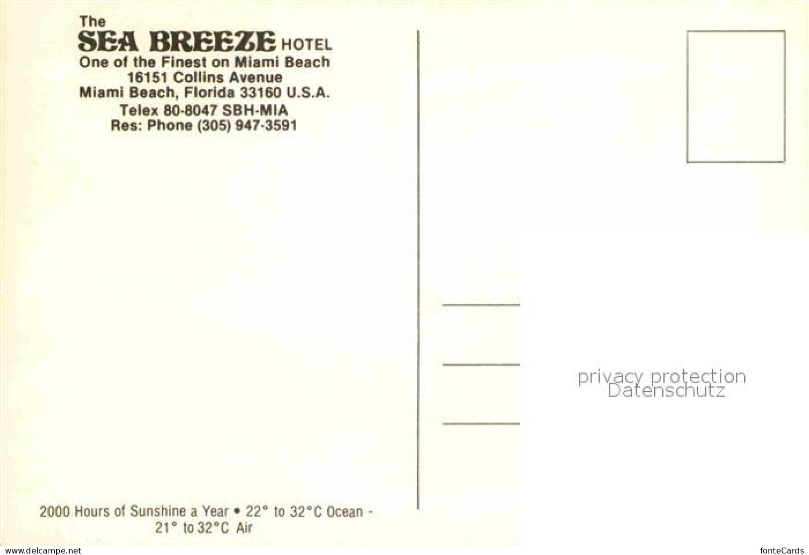 72881959 Miami_Beach Hotel Sea Breeze - Autres & Non Classés