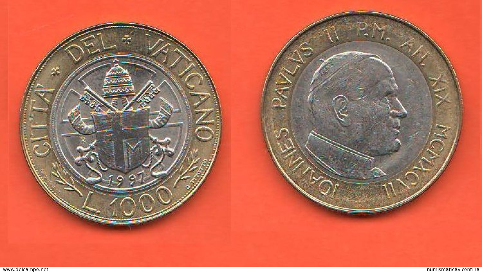 Vatican City Vaticano 1000 Lire 1997 Bimetallic Coin Pope Wojtyla  C 3 - Vatikan