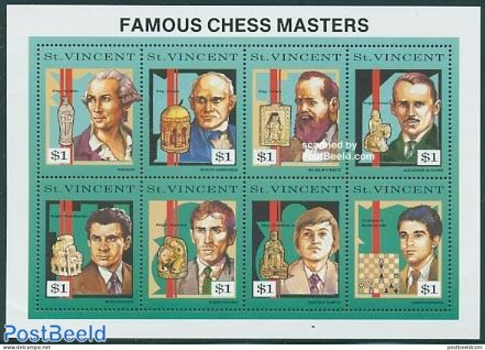 Saint Vincent 1991 Chess 8v M/s, Mint NH, Sport - Chess - Schach