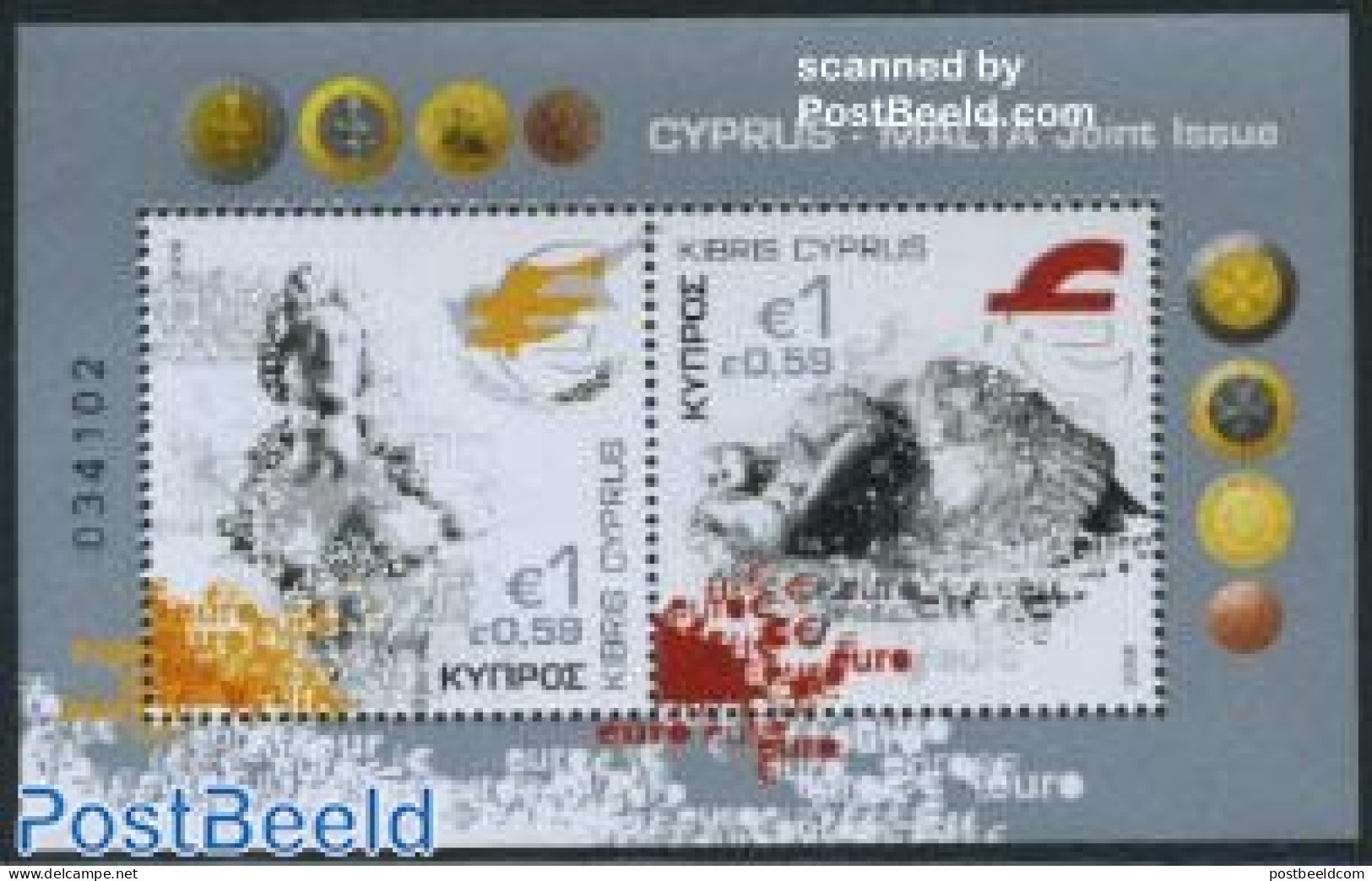 Cyprus 2008 Euro S/s, Joint Issue Malta, Mint NH, History - Various - Europa Hang-on Issues - Joint Issues - Money On .. - Unused Stamps