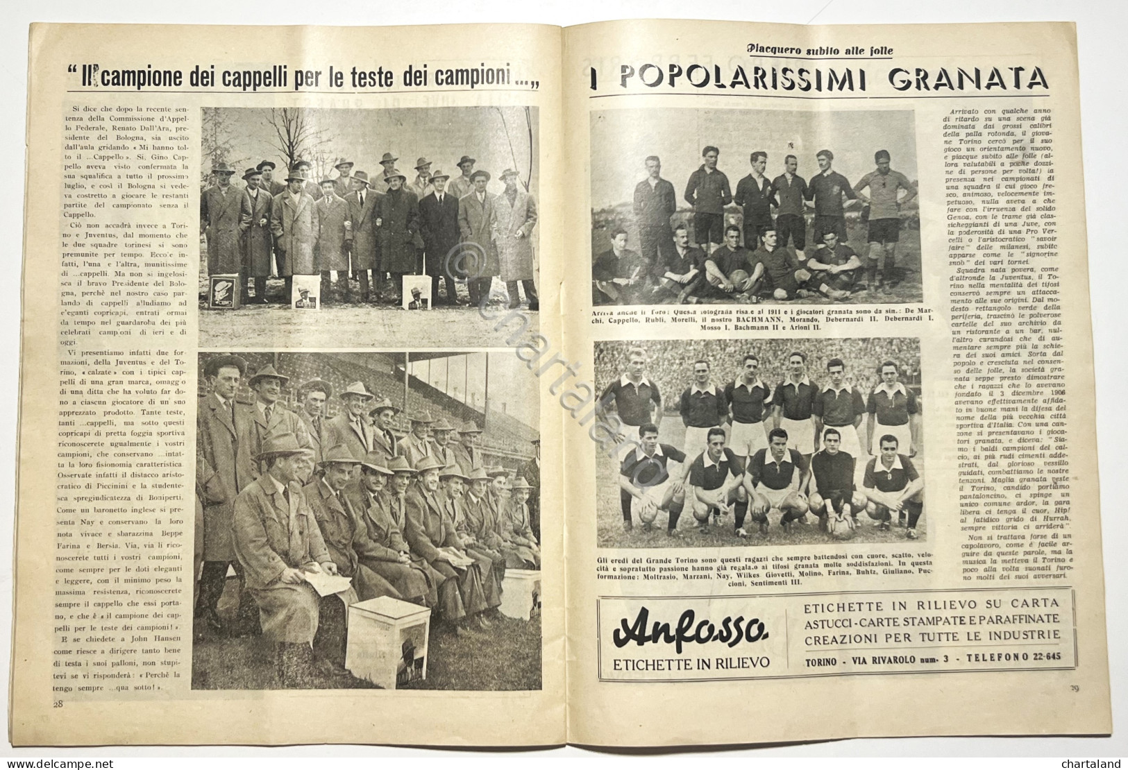 Suppl. Al Torin Juve Illustrato - 50 Anni Di Personaggi Del Calcio Torinese 1953 - Andere & Zonder Classificatie