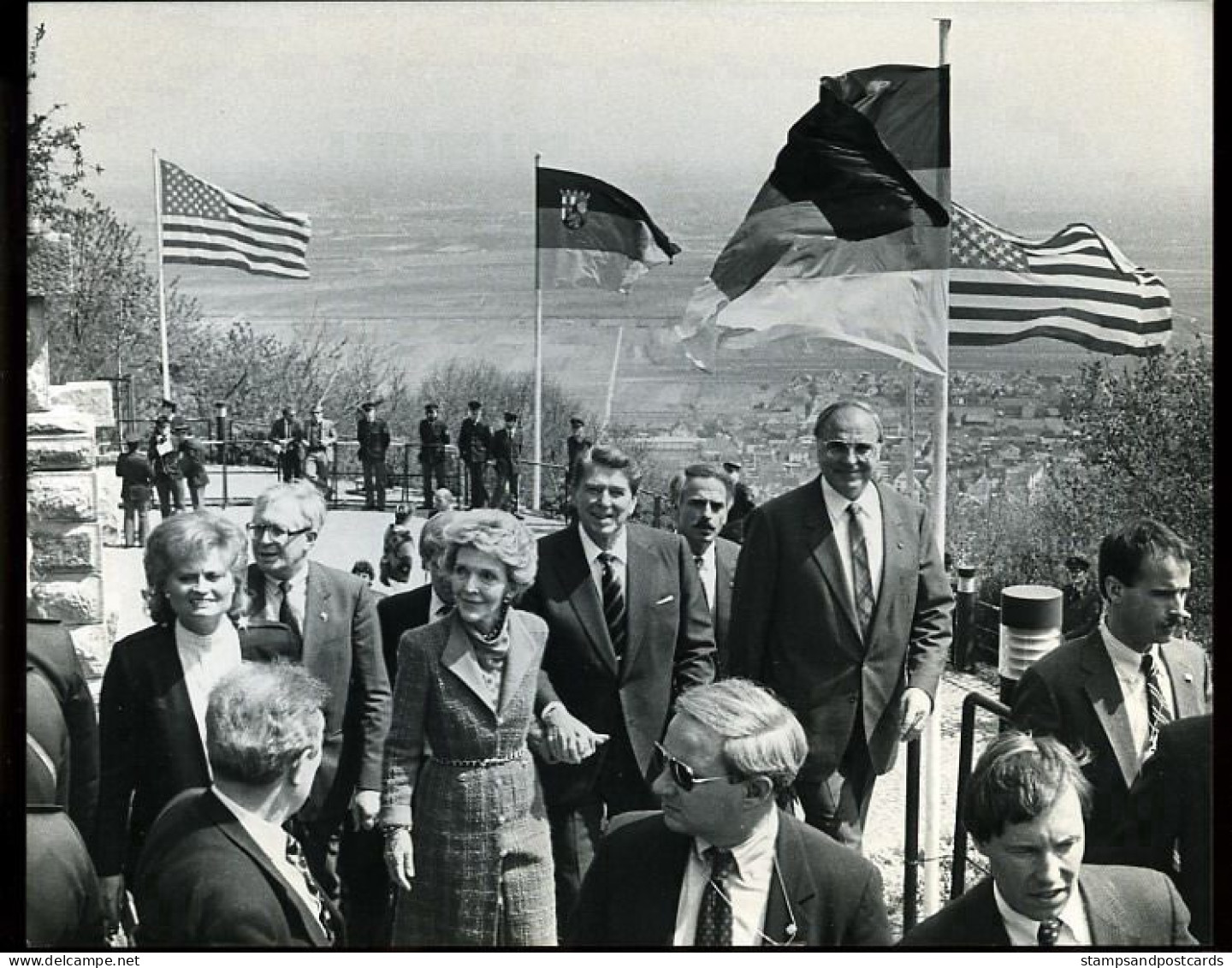 Ronald And Nancy Reagan USA Helmut Kohl Germany Hambach Castle Deutschland 1985 Original EPA Press Photo - Personalidades Famosas