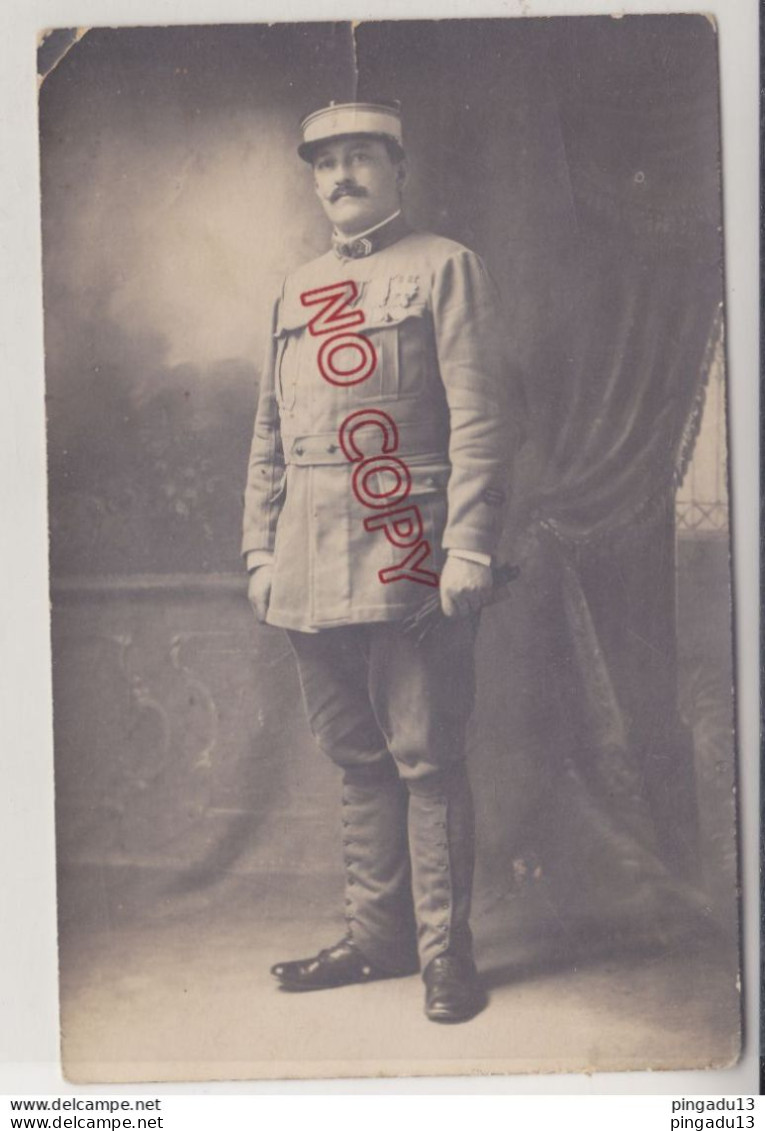 WW1 Guerre 1914-1918 Carte Photo Militaire Officier 2 è Rgt 14 Juillet 1916 Cohen Mostaganem Médaille Maroc 2 Barettes - War 1914-18