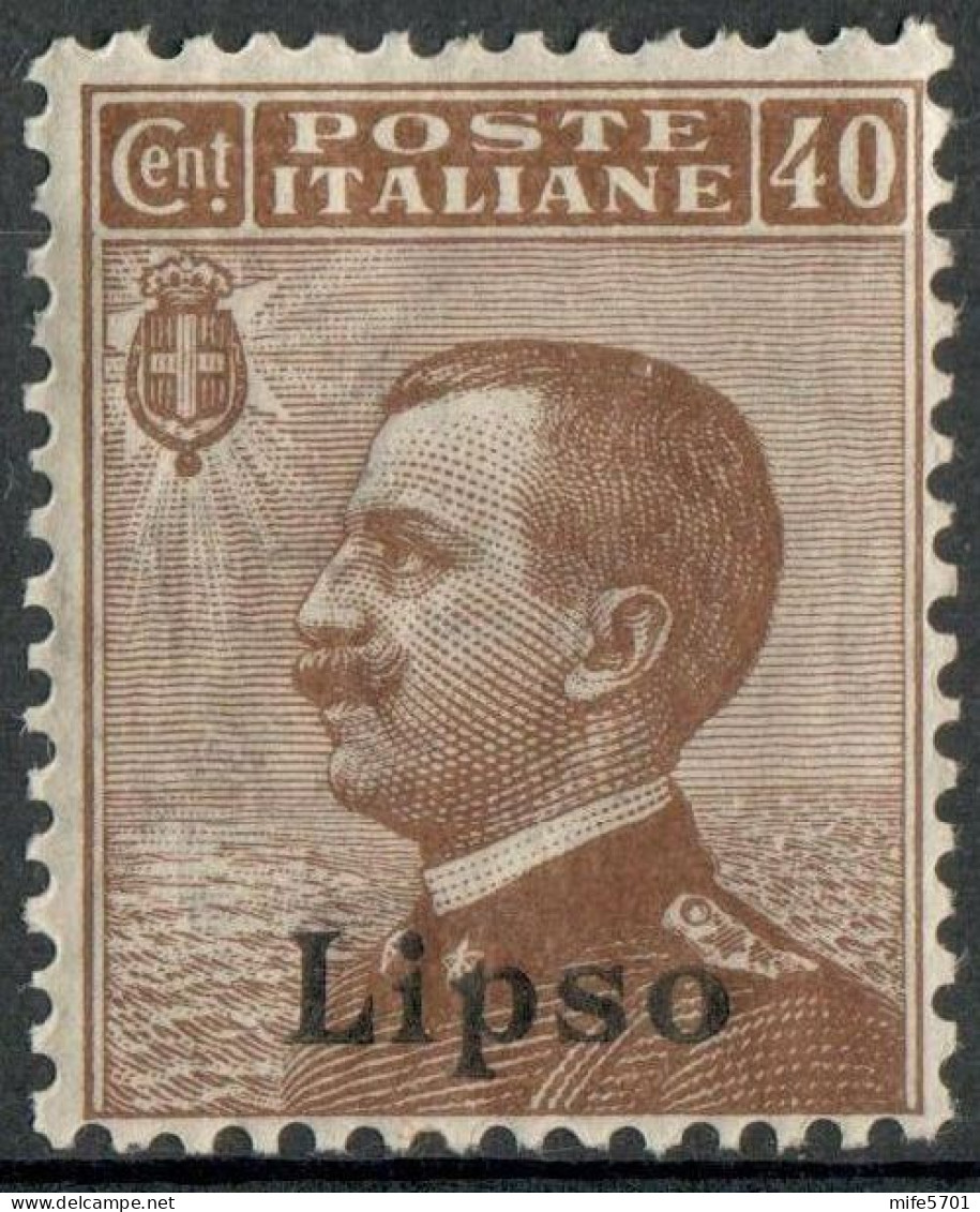 REGNO COLONIE EGEO LIPSO 1916 FRANCOBOLLO DA C. 40 SOPRASTAMPATO 'LIPSO' NUOVO MNH ** SASSONE 6 - Egeo (Lipso)