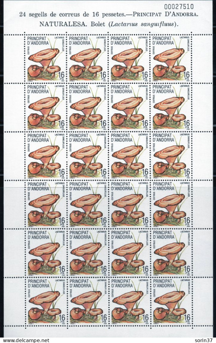 HB Andorra  Pliego- Block  Año 1983  Nuevo Setas - Unused Stamps