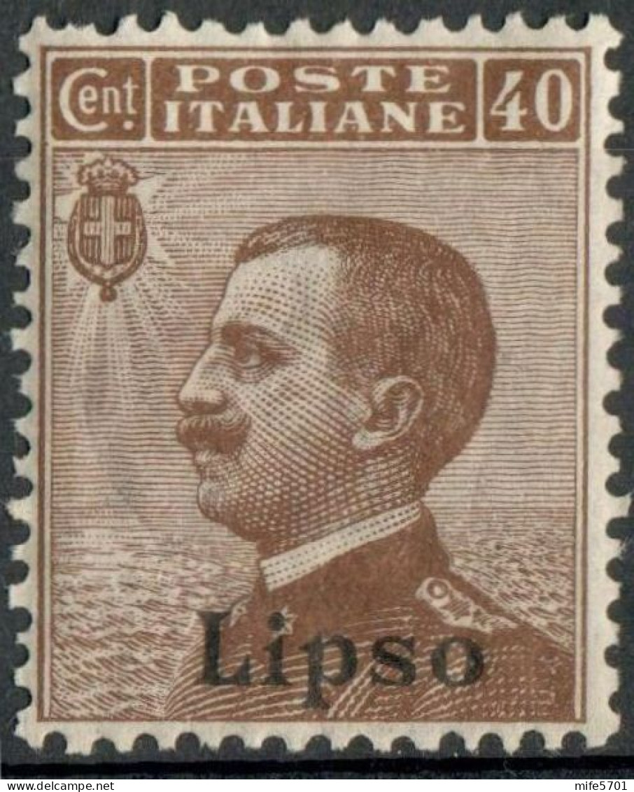 REGNO COLONIE EGEO LIPSO 1916 DUE FRANCOBOLLI DA C. 40 E C. 50 SOPRASTAMPATI 'LIPSO' NUOVI MNH ** SASSONE 6/7 - Egeo (Lipso)