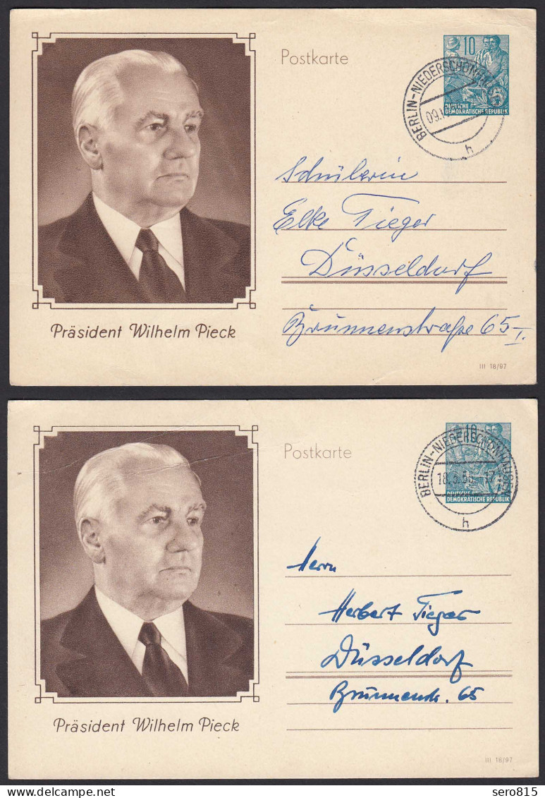 DDR 2 Stück Ganzsachen P67 Wilhelm Pieck 1956 Von Niederschönhausen (20268 - Other & Unclassified