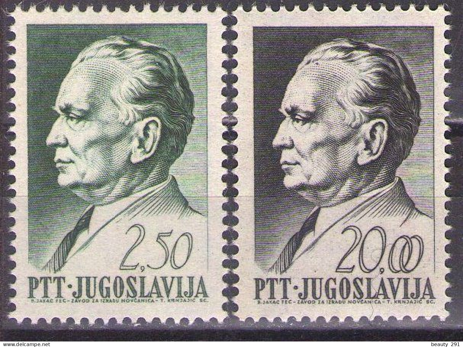 Yugoslavia 1968 - Definitive-Tito - Mi 1288-1289 - MNH**VF - Unused Stamps