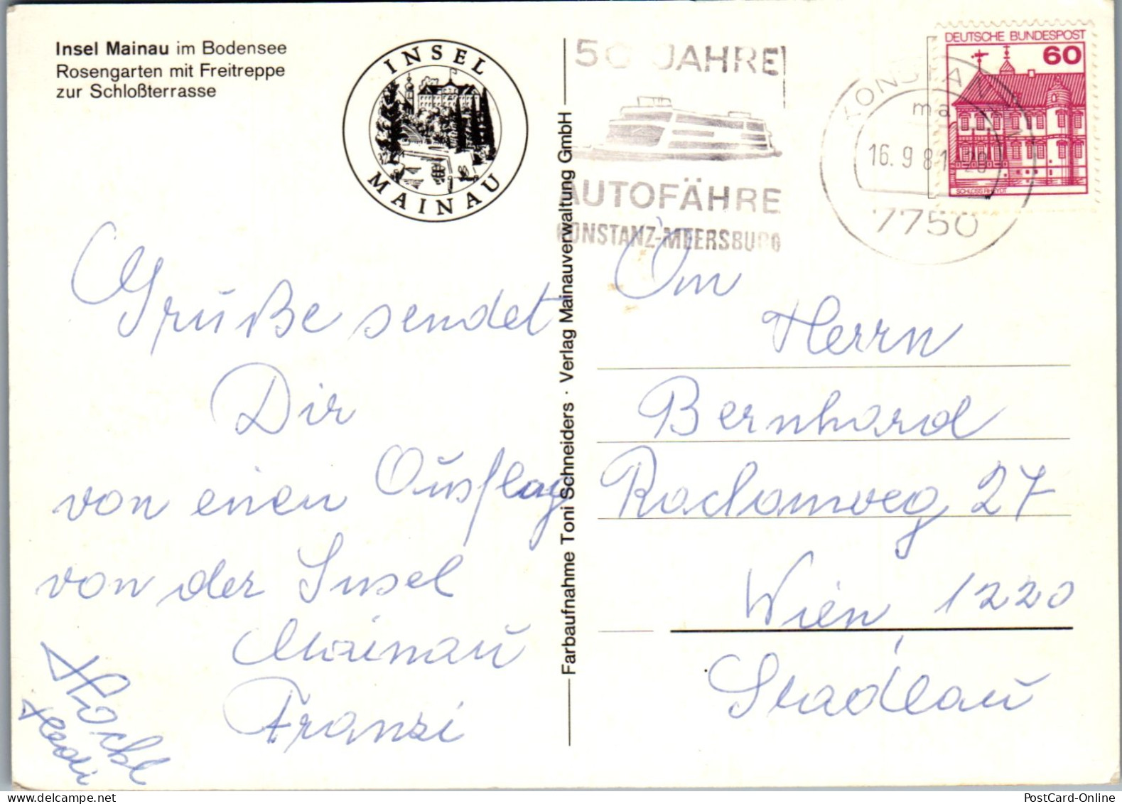 51556 - Deutschland - Insel Mainau , Im Bodensee , Rosengarten Mit Freitreppe Zur Schloßterrasse - Gelaufen 1981 - Konstanz