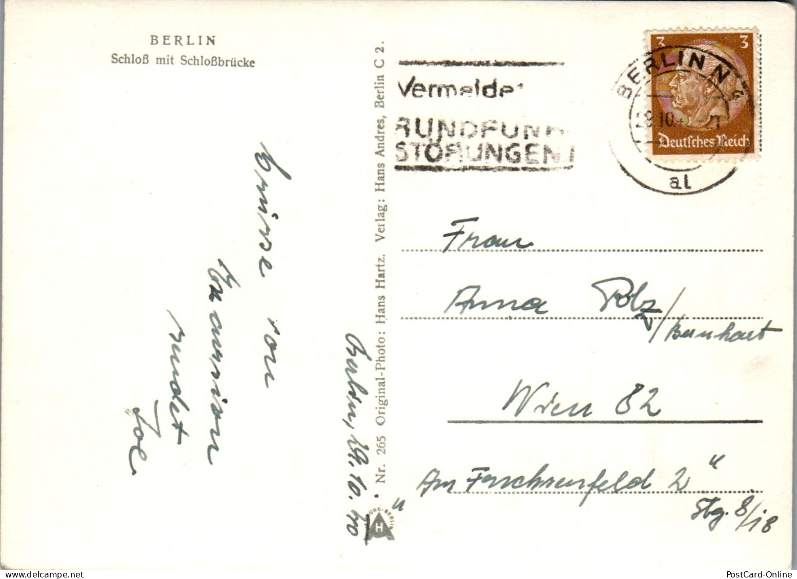 51785 - Deutschland - Berlin , Schloß Mit Schloßbrücke - Gelaufen 1940 - Other & Unclassified