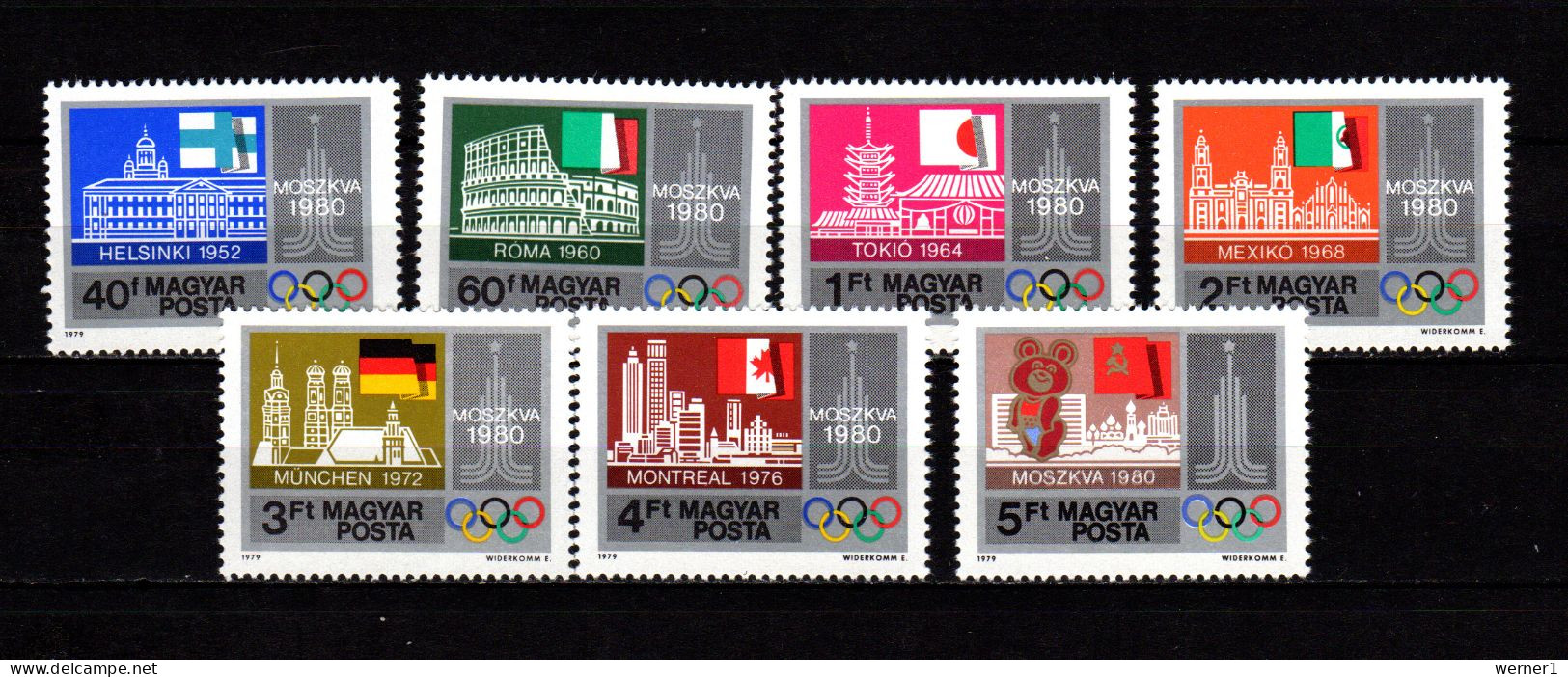 Hungary 1979 Olympic Games Moscow Set Of 7 MNH - Summer 1980: Moscow