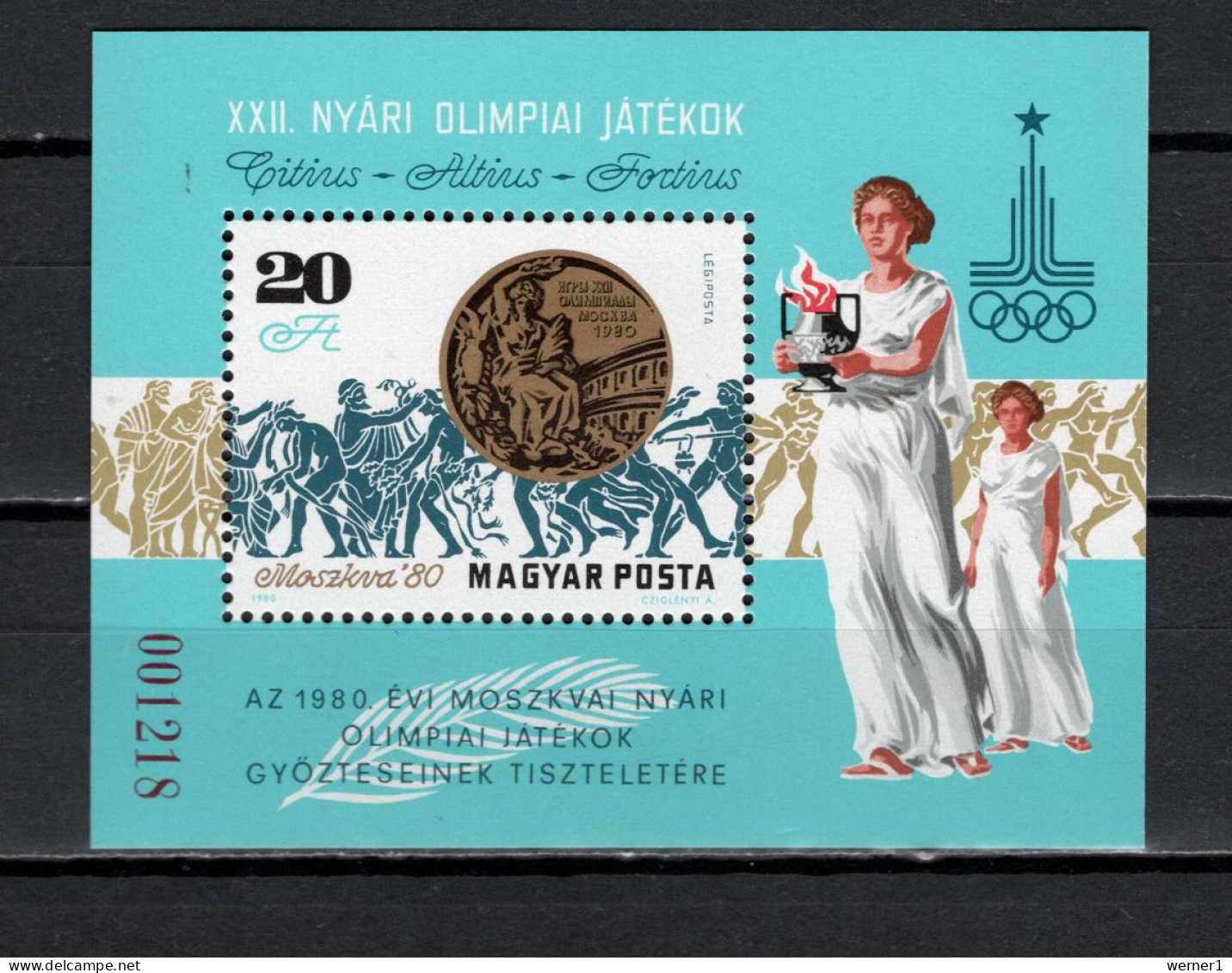 Hungary 1980 Olympic Games Moscow, S/s With Additional Overprint On Front And Back MNH -scarce- - Summer 1980: Moscow