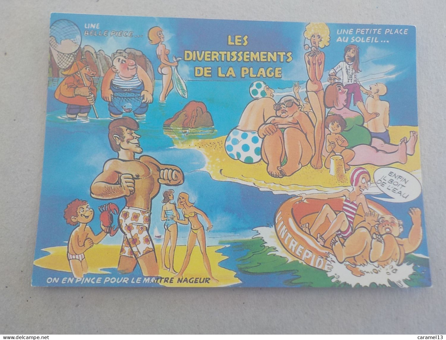 CPSM -  AU PLUS RAPIDE - CARTE HUMORISTIQUE - THEME VACANCES PLAGE  -    NON VOYAGEE - Humour