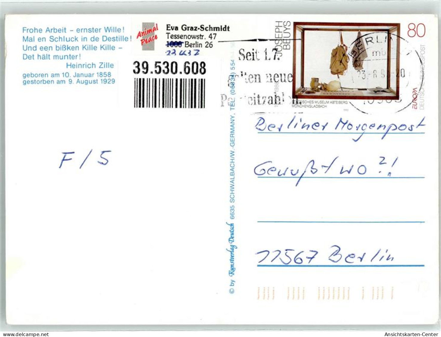 39530608 - Fleischer Restaurant Humor Spruch Autograph - Zille, Heinrich