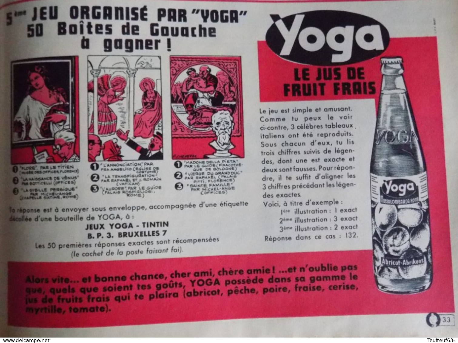 Publicité De Presse ; Pub Concours Jus De Fruit Yoga - Advertising