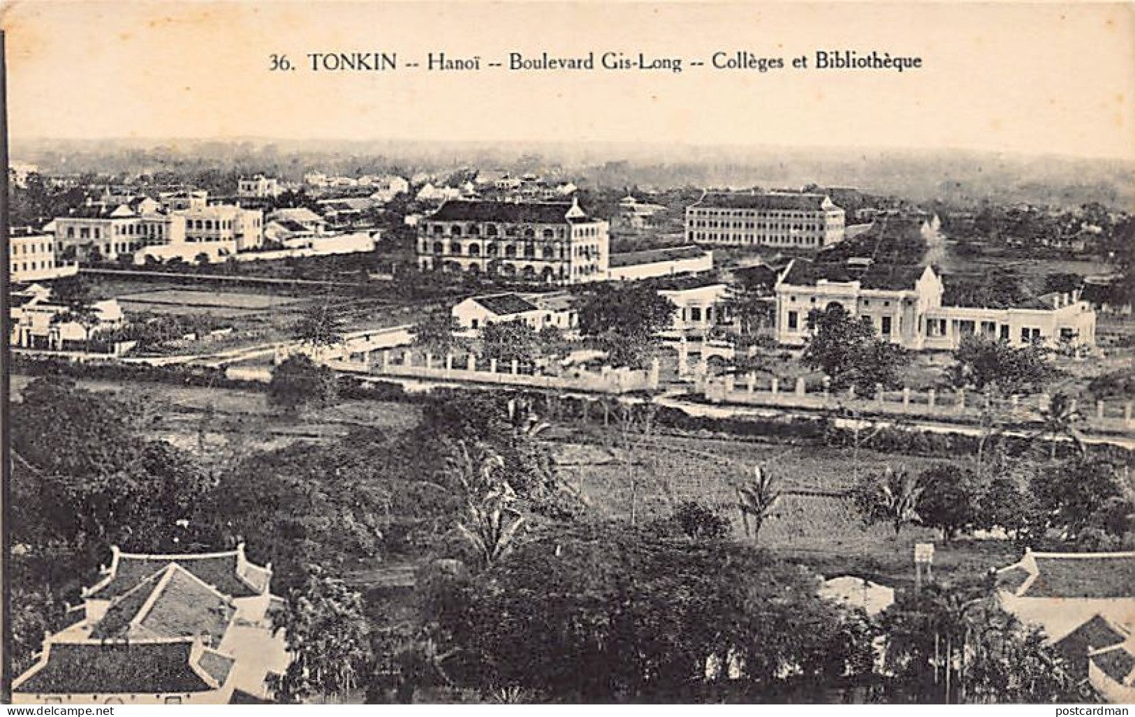 Vietnam - HANOI - Boulevard Gia Long (orthographié Gis Long) - Collège Et Bibliothèque - Ed. P. Dieulefils 36 - Vietnam