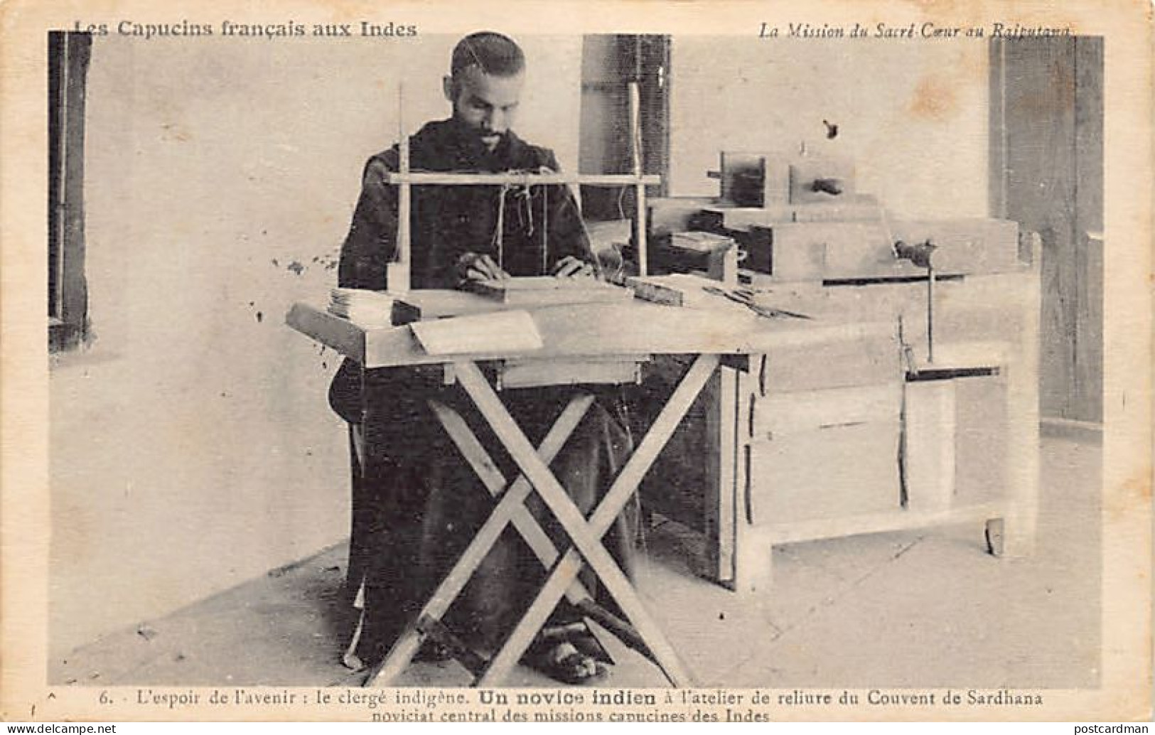 India - The Mission Of The Sacred-Heart In Rajputana - An Indian Novice Monk At The Sardhana Convent Binding Workshop -  - Inde