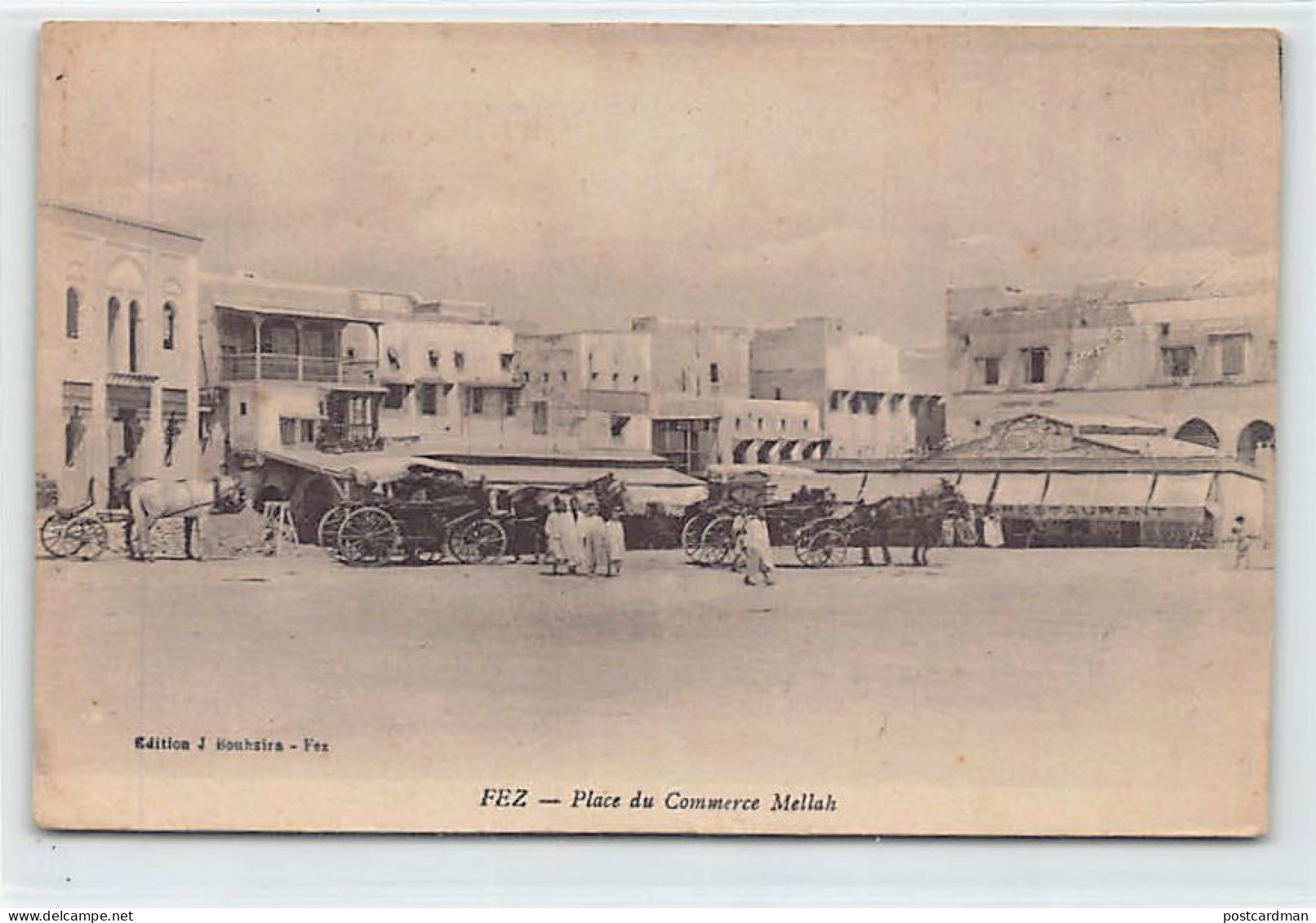 Judaica - MAROC - Fez (Fès) - Place Du Commerce Du Mellah, Quartier Juif - Ed. J. Bouhsira  - Jewish