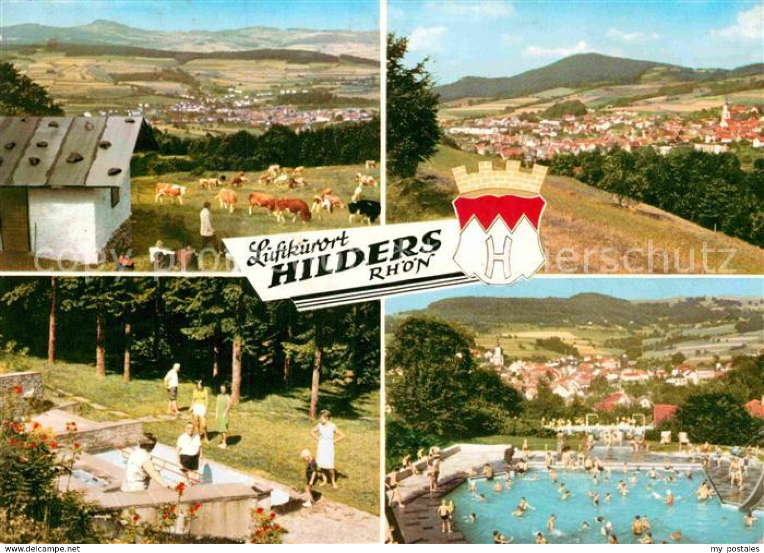 72875737 Hilders Rhoen Panorama Luftkurort Freibad Kuranlagen Wappen Hilders Rho - Hilders