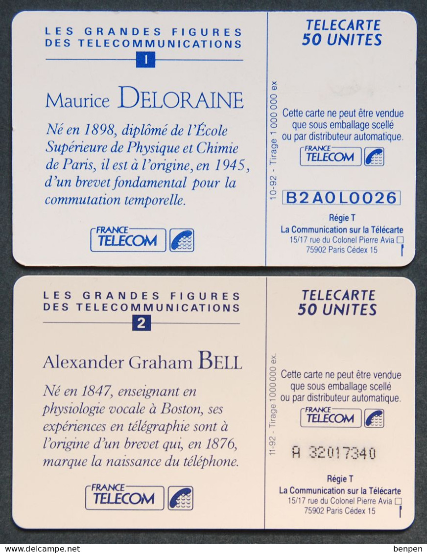 Télécartes Maurice DELORAINE A.Graham BELL 1993 Figures Télécommunications Téléphone Télégraphie 50U France Telecom - Unclassified