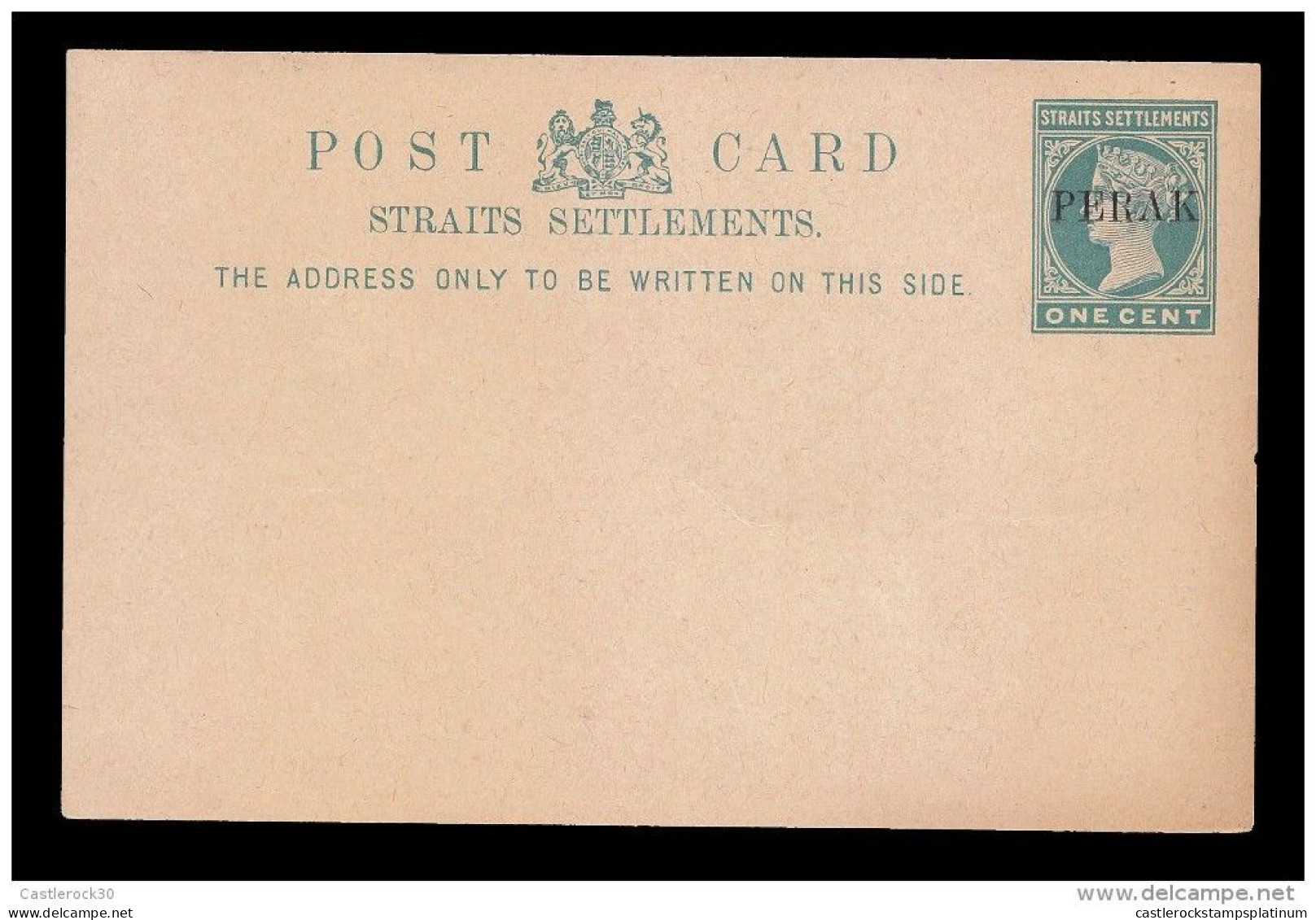 RE)1887 GREAT BRITAIN, PERAK SHAITS SETTEMENTS, POSTAL STATIONERY, XF - Sonstige & Ohne Zuordnung