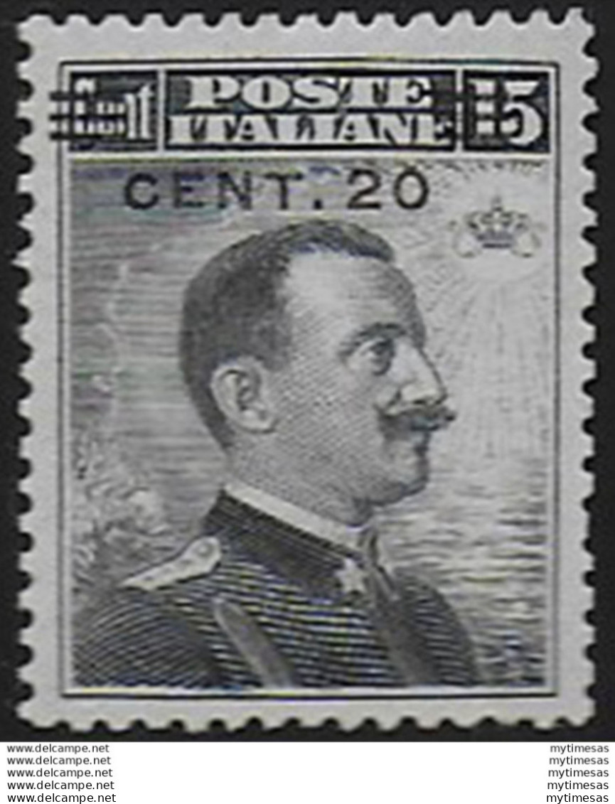 1916 Italia VE III 20c. Su 15c. Grigio Nero Bc MNH Sassone N.106 - Sonstige & Ohne Zuordnung