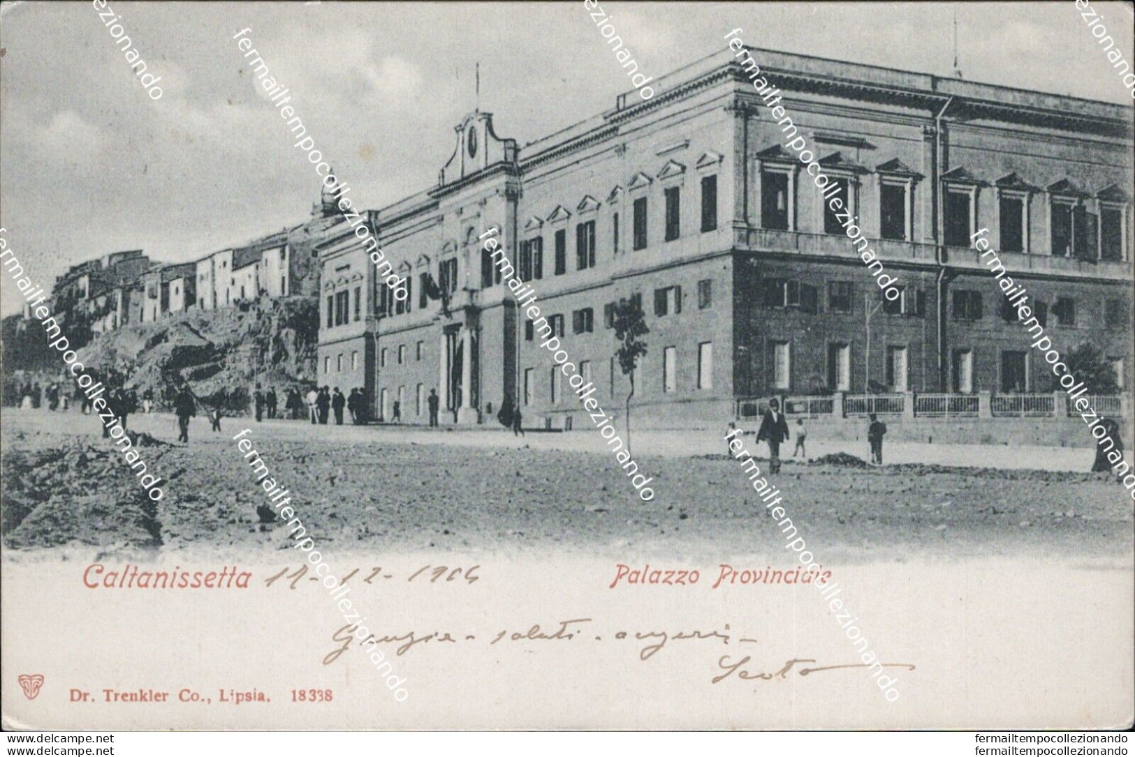 Az280 Cartolina Caltanisetta Citta' Palazzo Provinciale 1904 - Caltanissetta