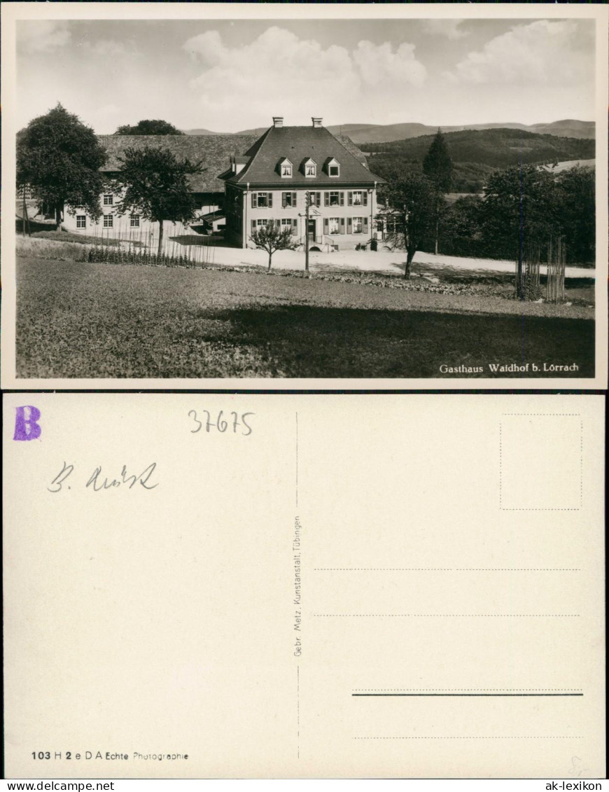 Ansichtskarte Lörrach Gasthaus Waidhof 1938 - Lörrach