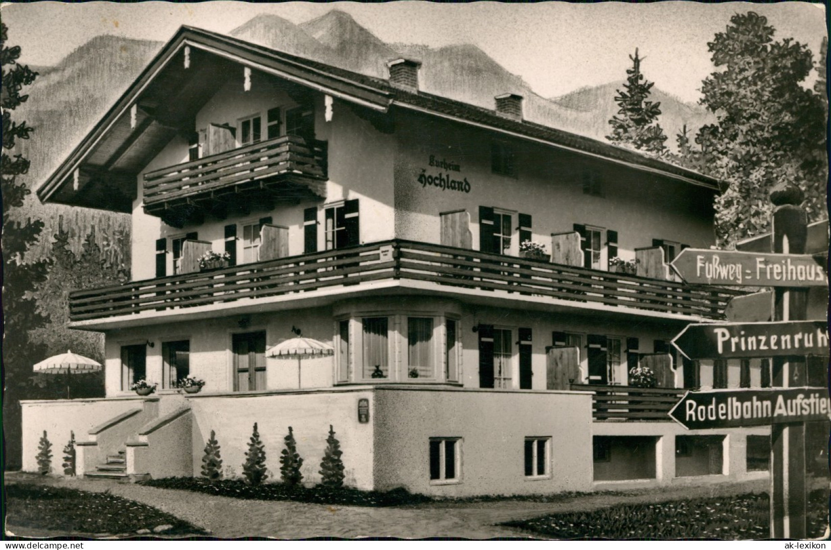 Ansichtskarte Bad Wiessee Hotel - Pension - Kurheim Hochland 1958 - Bad Wiessee