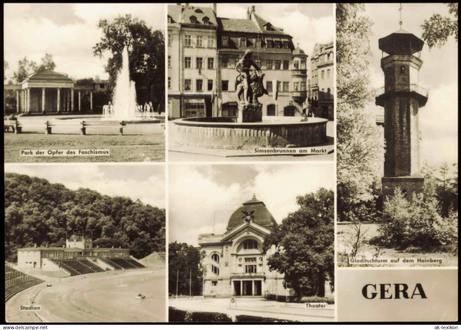 Ansichtskarte Gera Park Der Opfer Des Faschismus, Theater, Gladitschturm 1970 - Gera