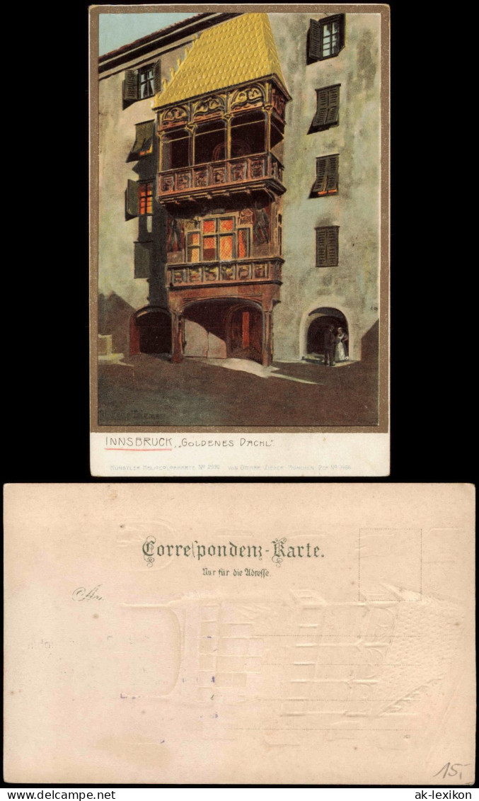 Innsbruck Goldenes Dachl (Haus-Ansicht) 1900 Goldrand/Prägekarte - Innsbruck