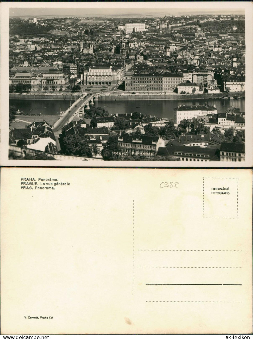 Postcard Prag Praha Panorama-Ansicht PRAHA Panoráma 1950 - Tchéquie