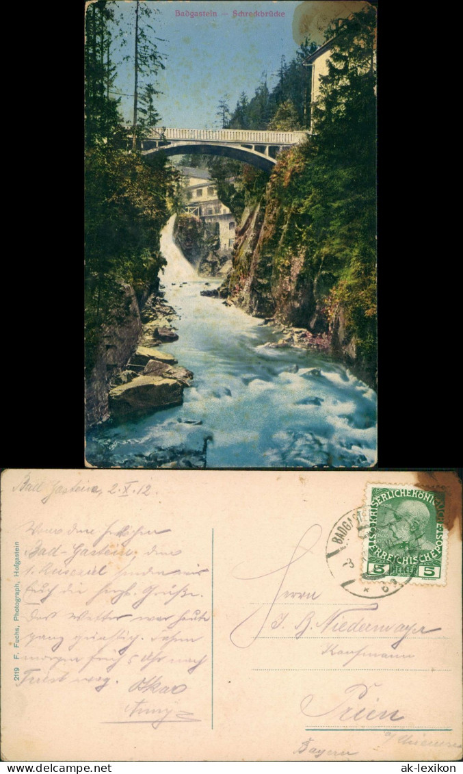 Ansichtskarte Bad Gastein Schreckbrücke Umlandansicht 1912 - Bad Gastein