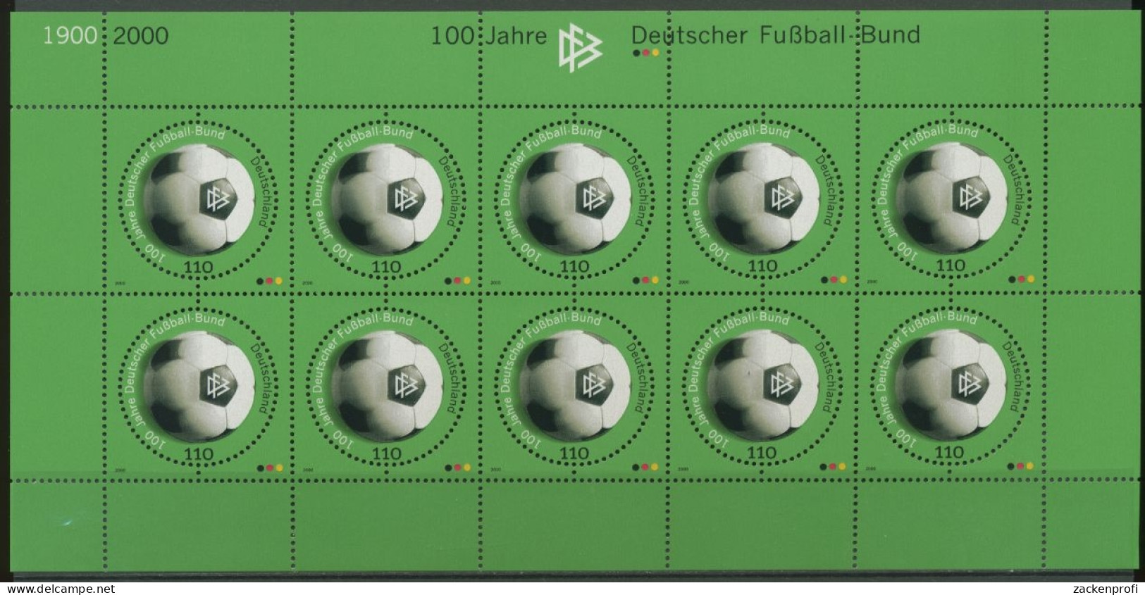 Bund 2000 100 Jahre Dt. Fußball-Bund DFB Kleinbogen 2091 K Postfrisch (C15441) - Other & Unclassified