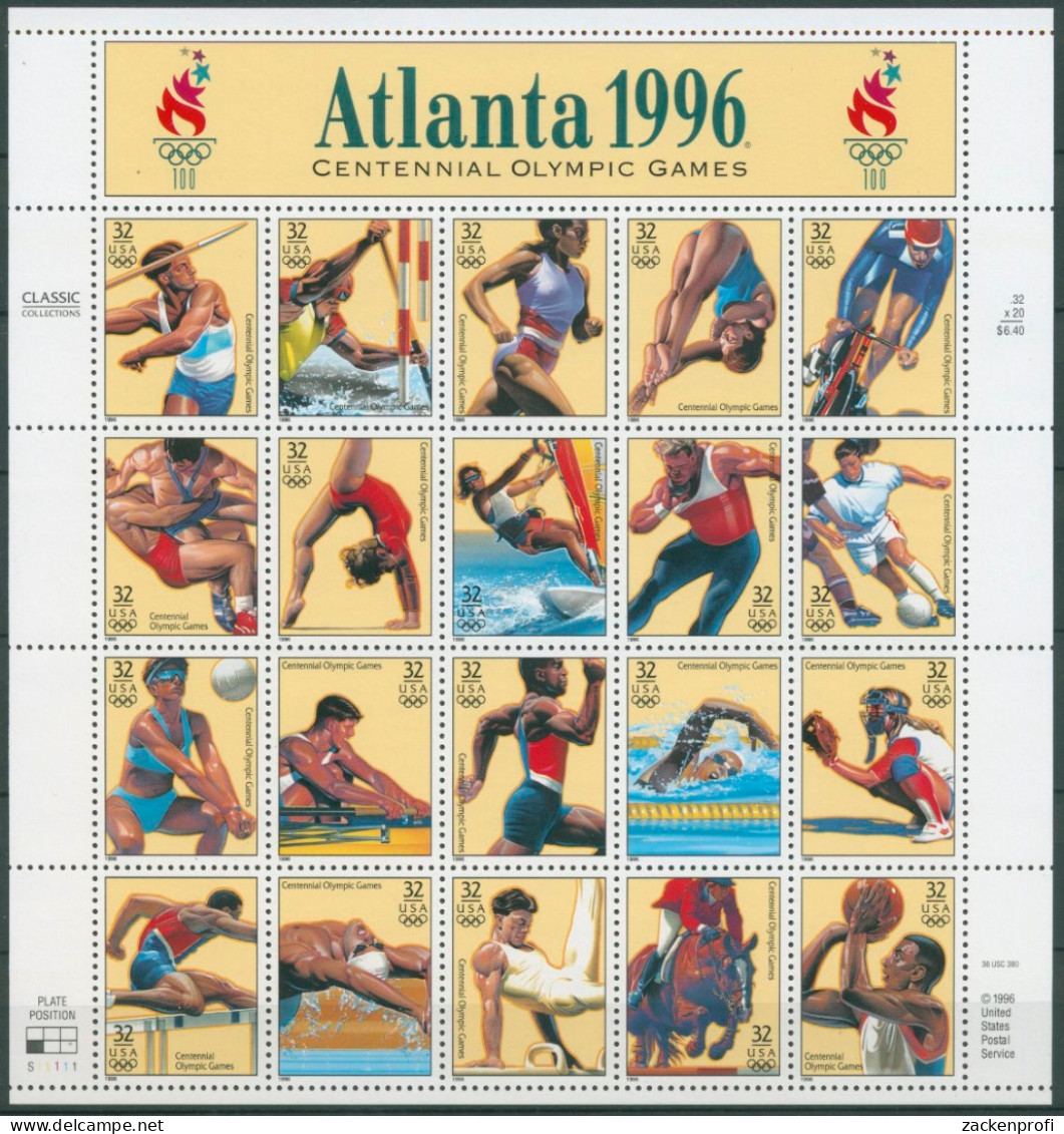USA 1996 100 J. Olymp. Spiele Der Neuzeit 2705/24 ZD-Bogen Postfrisch (SG27820) - Blocks & Sheetlets