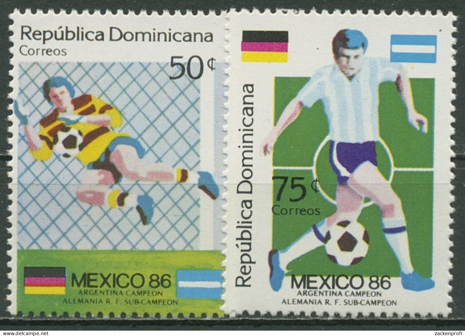 Dominikanische Republik 1986 Fußball-WM Mexiko 1506/07 Postfrisch - Dominicaine (République)