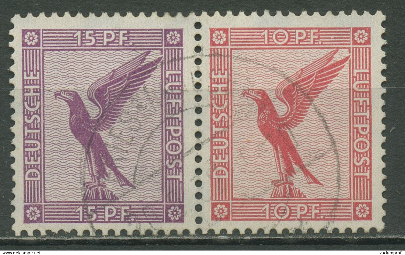 Deutsches Reich Zusammendrucke 1931 Flugpost W 22 Gestempelt - Se-Tenant