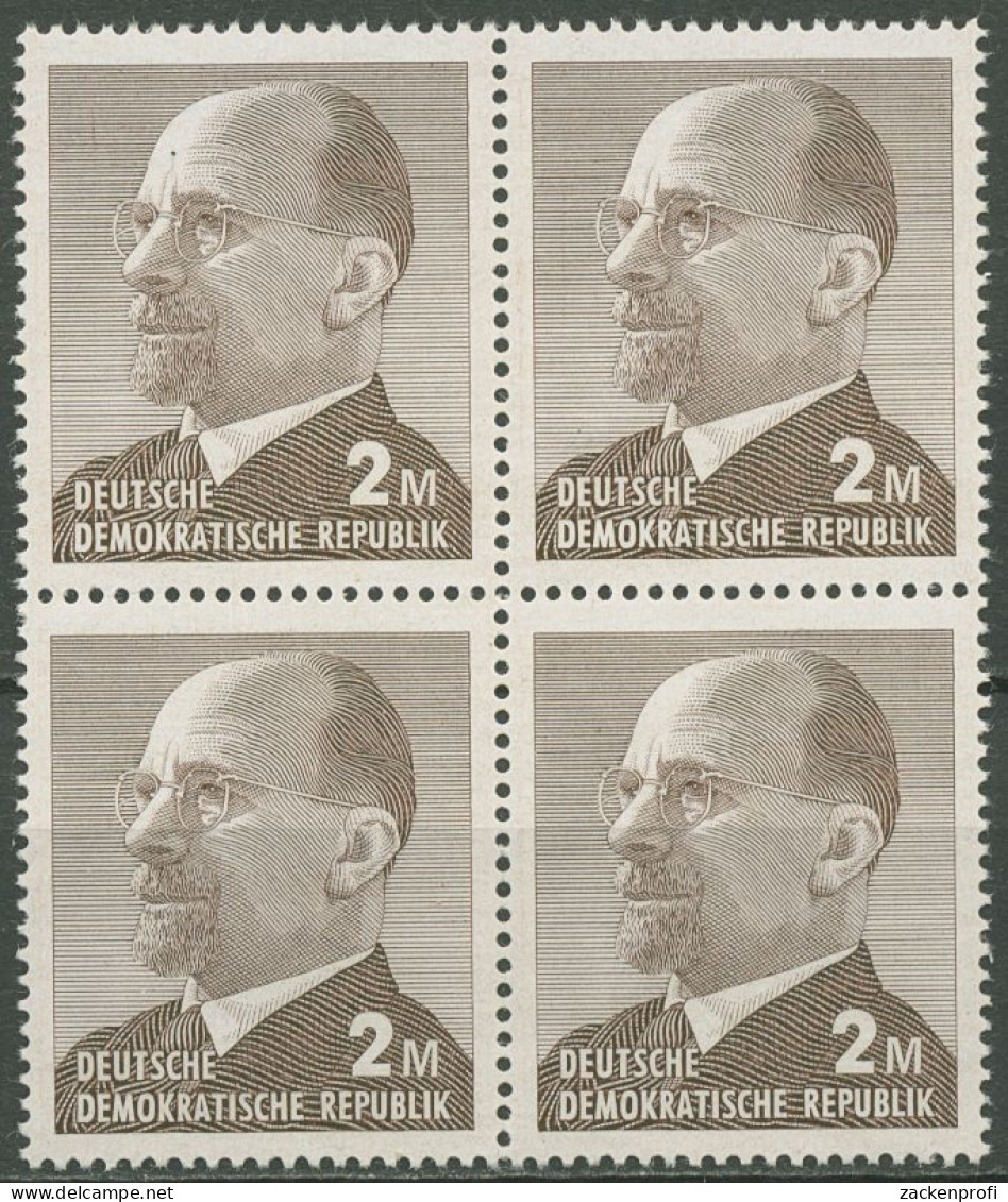 DDR 1969 Walter Ulbricht, Währung M, 1482 B Viererblock Postfrisch - Neufs