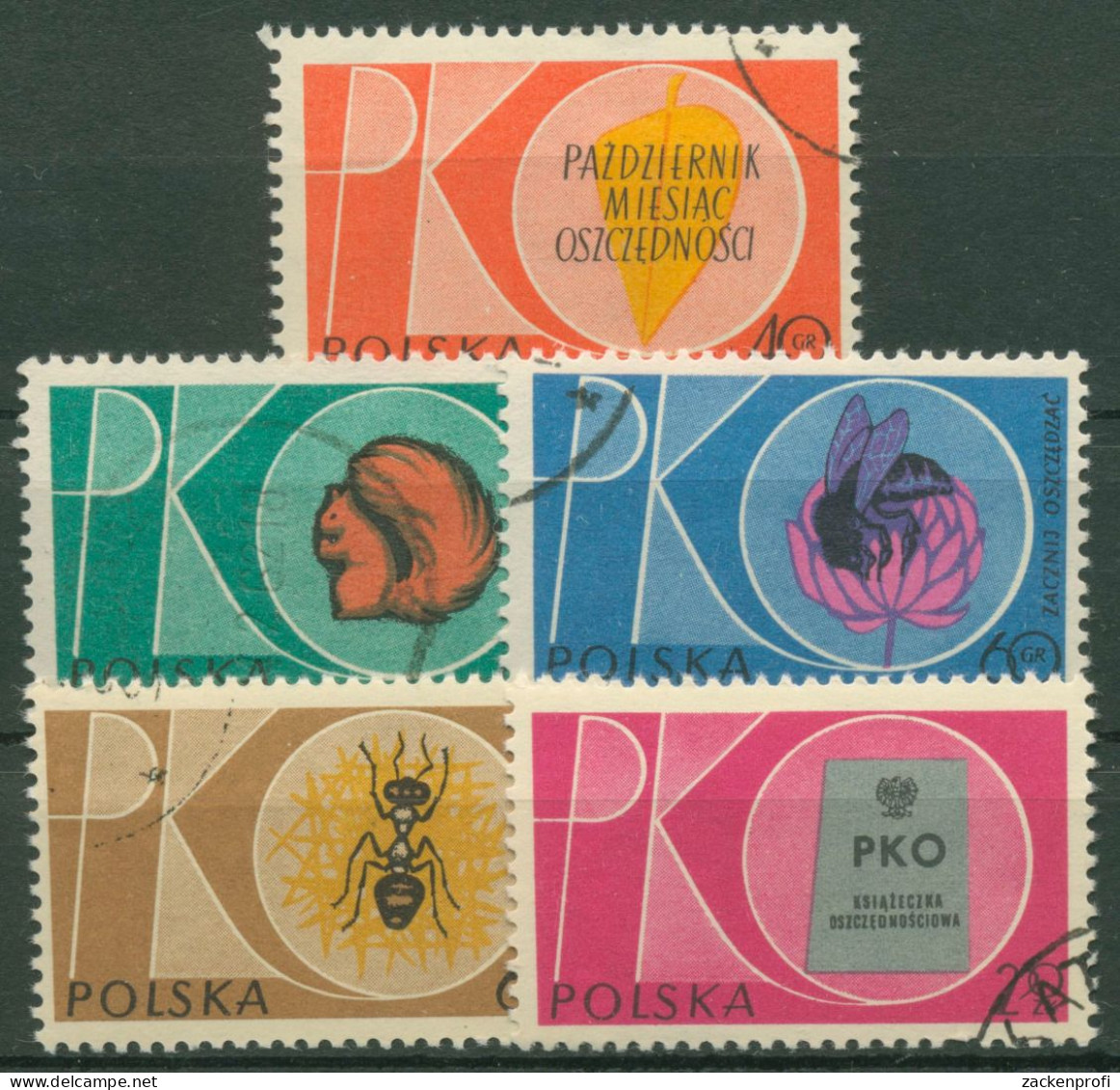 Polen 1961 Sparkasse PKO Mit Tiermotiven 1261/65 Gestempelt - Gebruikt