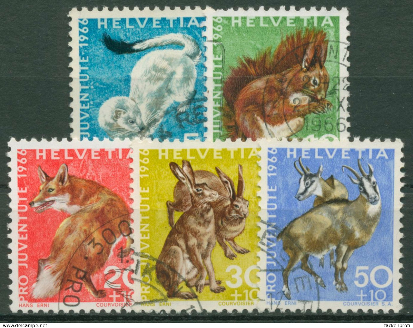 Schweiz 1966 Pro Juventute Tiere Wildtiere 845/49 Gestempelt - Gebruikt