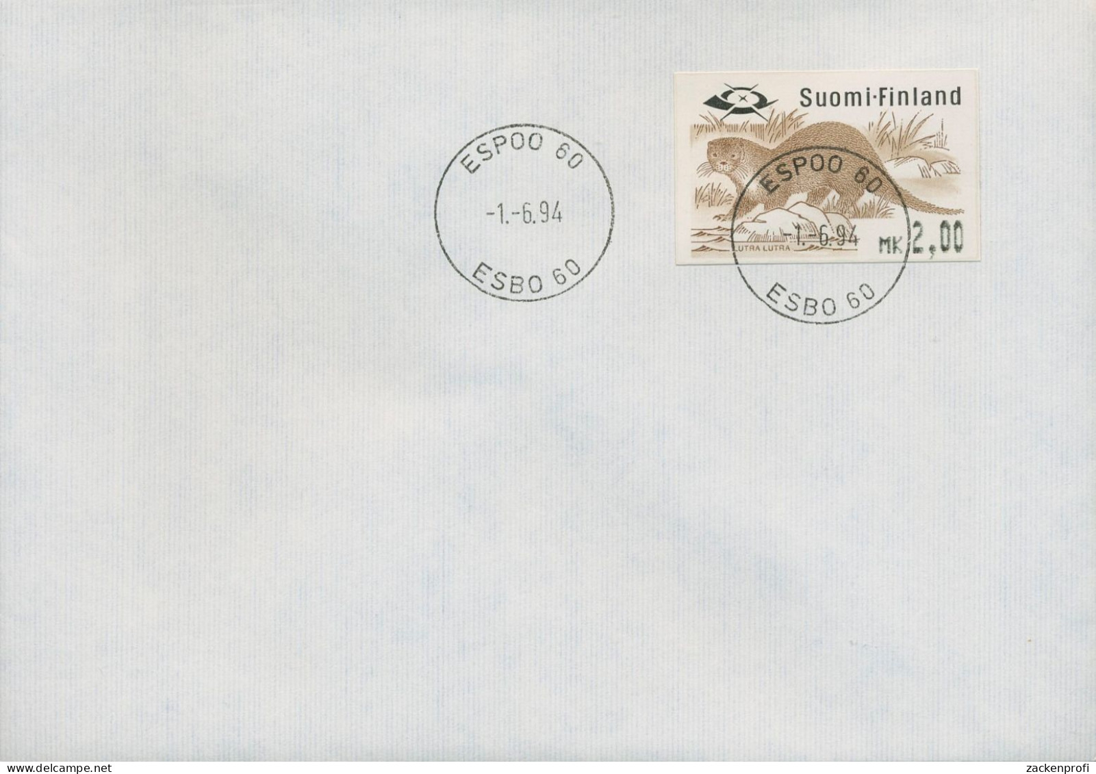 Finnland ATM 1994 Fischotter Type 1 Ersttagsbrief ATM 24.1 FDC (X80383) - Vignette [ATM]