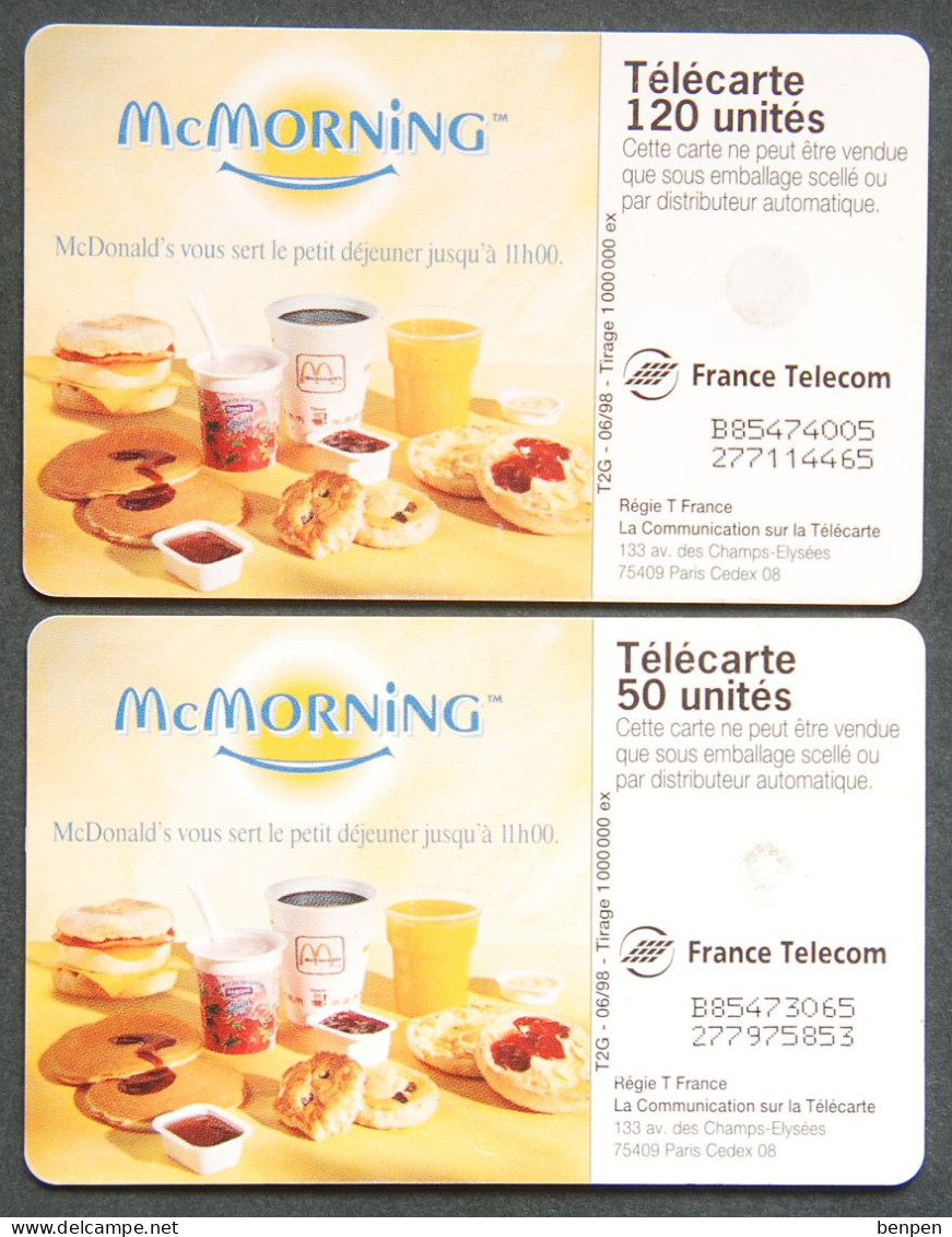 Télécartes MAC DONALD'S McMorning 1998 Petit Déjeuner Mc Morning Vous Sort De Vos Tartines 120U 50U France Telecom - Zonder Classificatie