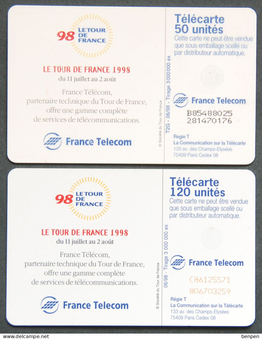 Télécartes Le Tour De France 1998 Sport Cyclisme Juillet Aout 120U 50U France Telecom Tirage 3000000 06/98 T2G - Non Classificati