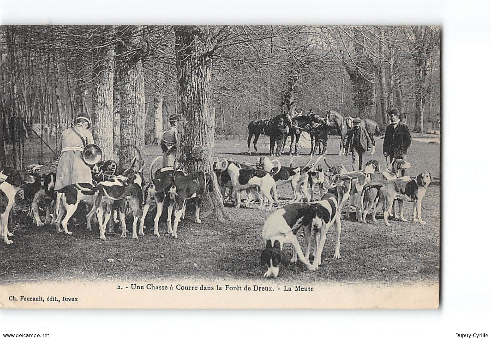 Une Chasse à Courre Dans La Forêt De DREUX - La Meute - Très Bon état - Dreux