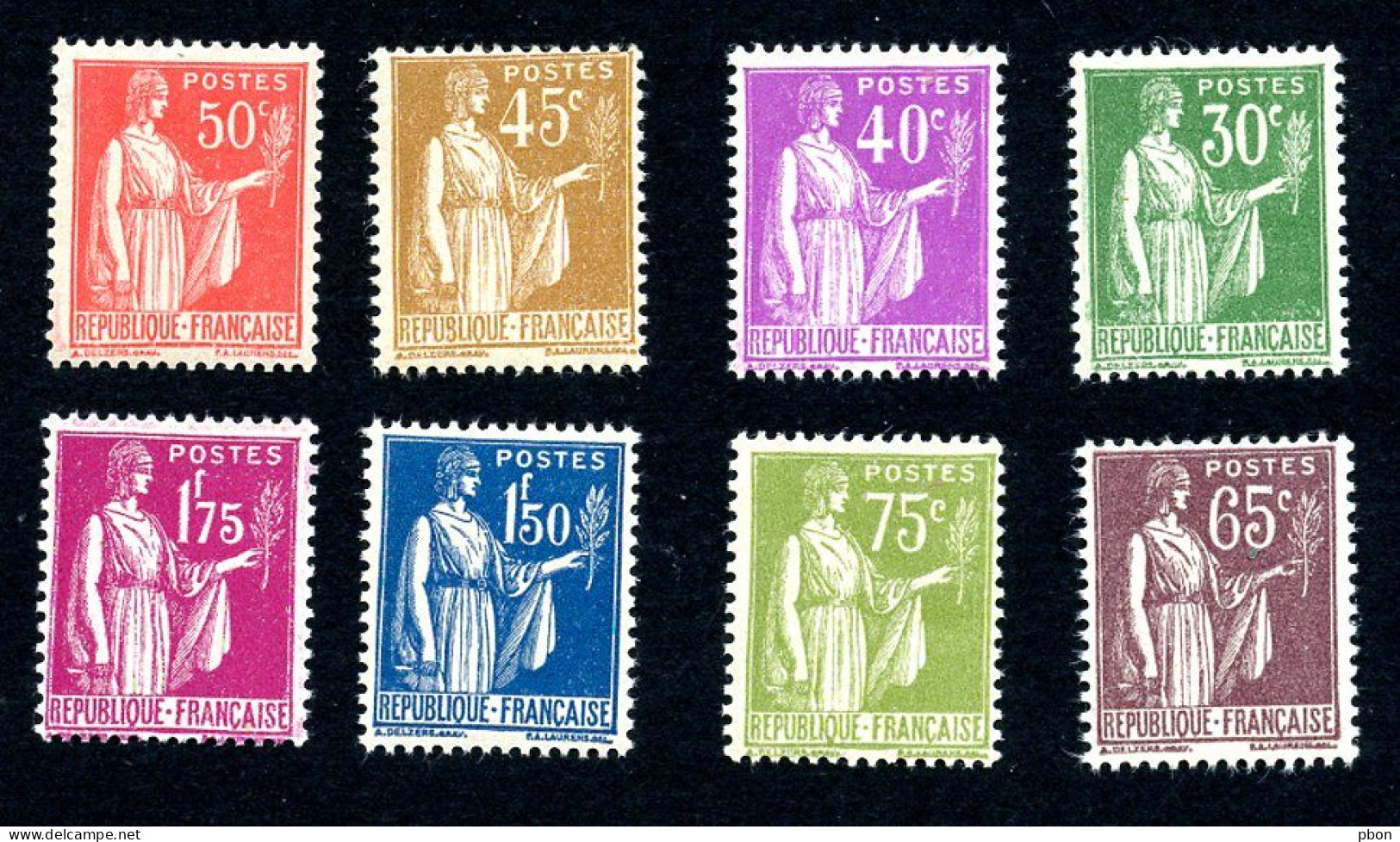 Lot Z838 Type Paix, 8 Timbres - 1932-39 Paix