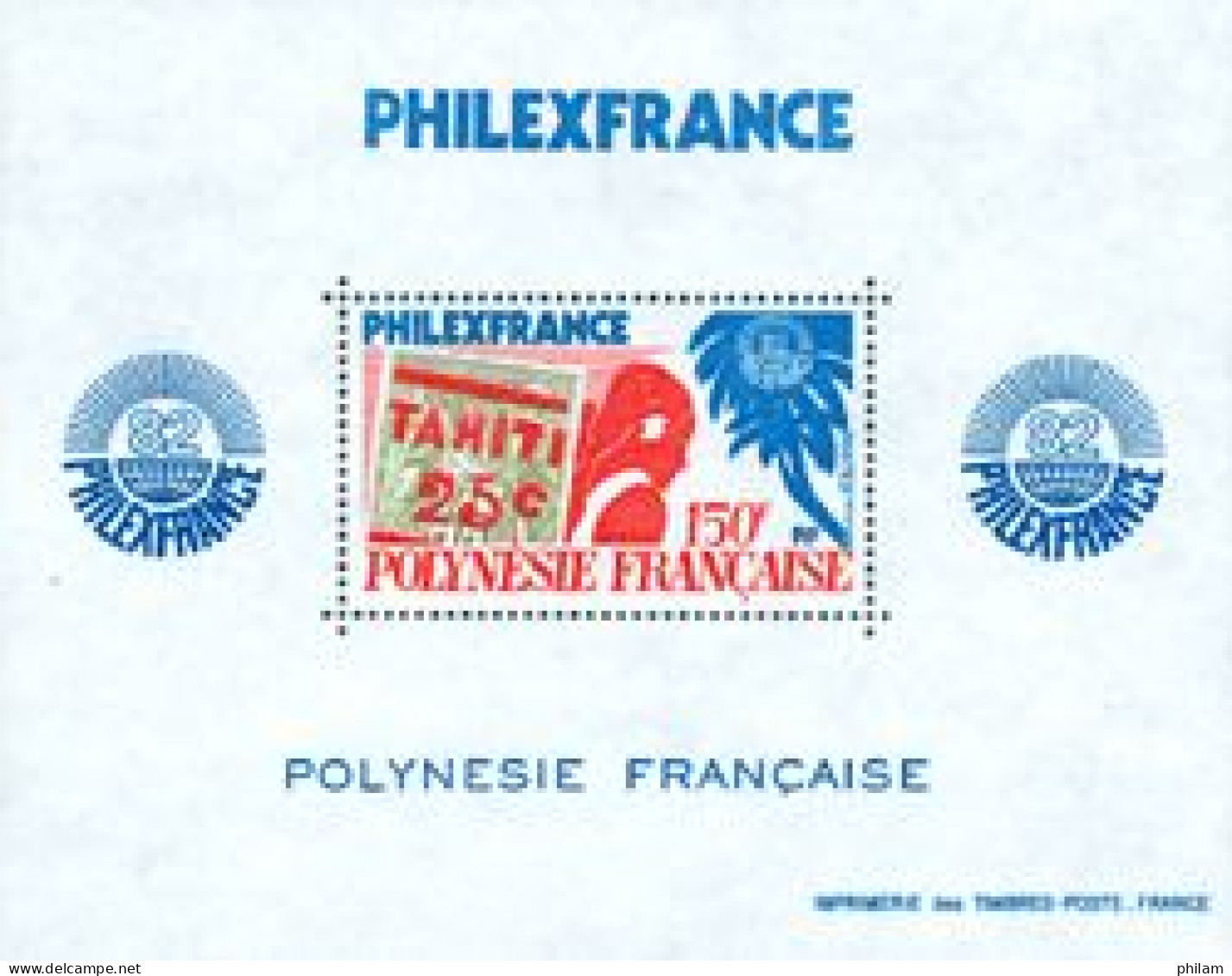 POLYNESIE 1982 - Philexfrance 1982  - Timbre Sur Timbre - Bloc - Stamps On Stamps